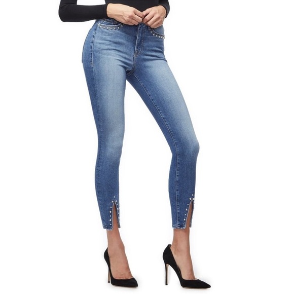 Good American Good Legs Crop Stud Hem Skinny jeans excellent Size 4 / 27 - Picture 9 of 9